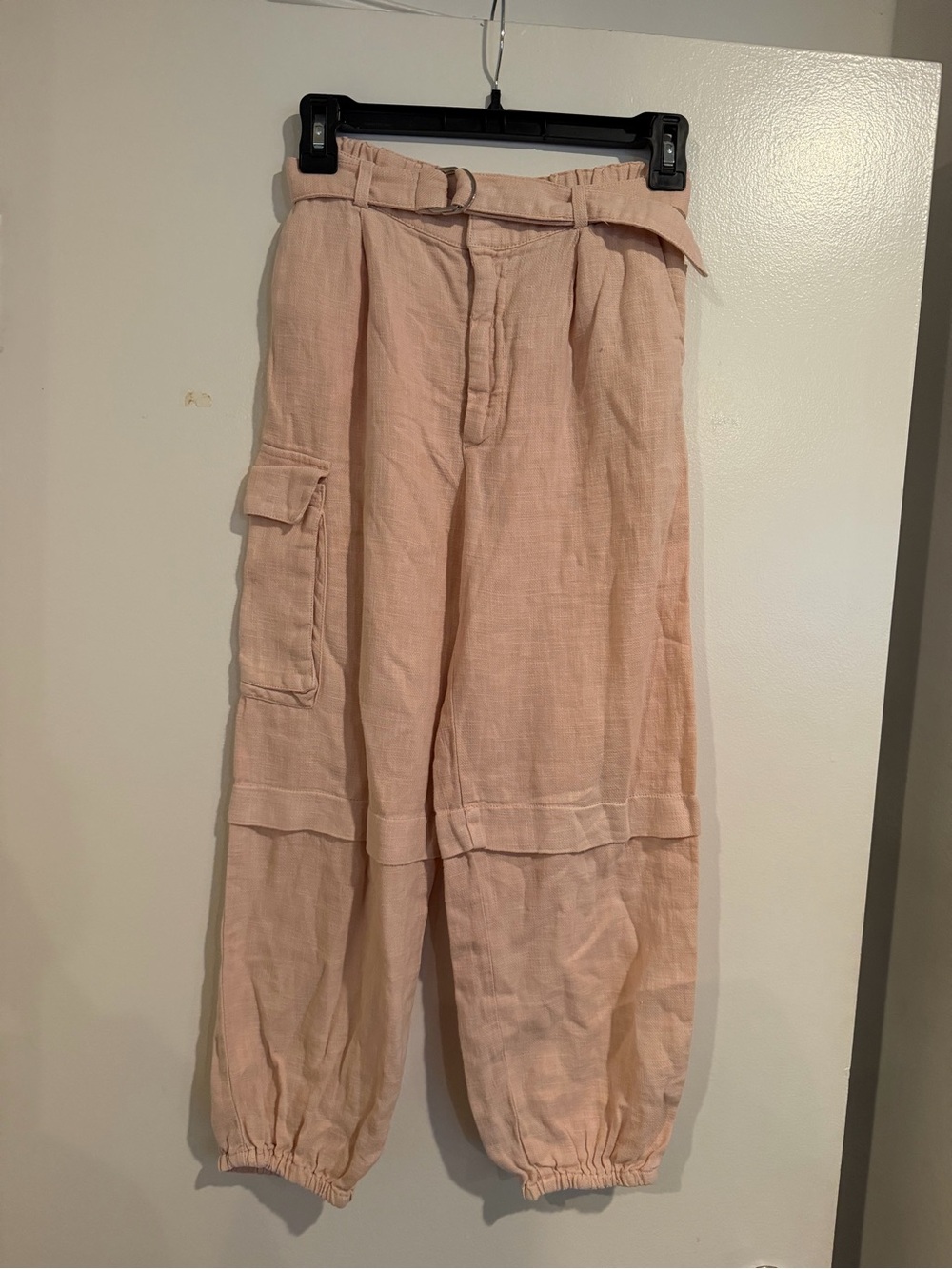 Zara Light Pink Paperbag Cargo Joggers